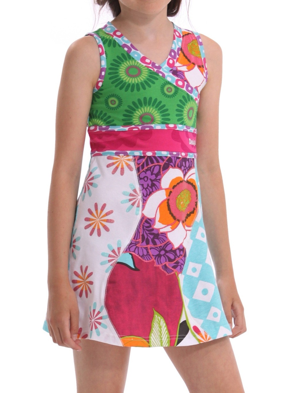 Desigual Girls' Multi-Color Floral Patchwork Dress Size 11/12